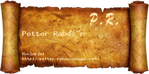 Petter Rabán névjegykártya